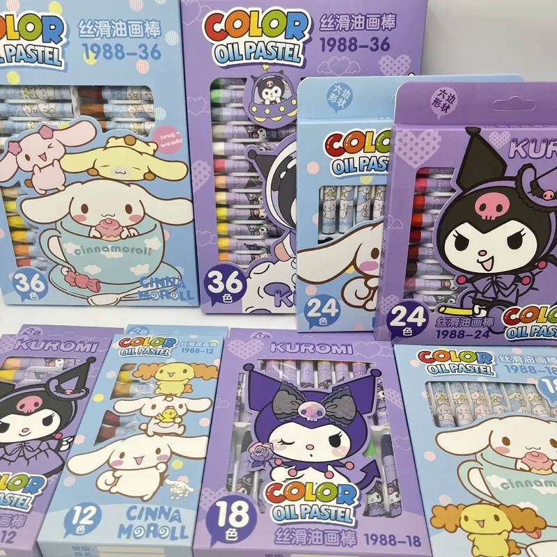 Sanrio Kuromi Cinnamoroll Professional Oil Pastel Crayon Set 36 Colors Painting School Supplies Stationery Art Birthday Gifts