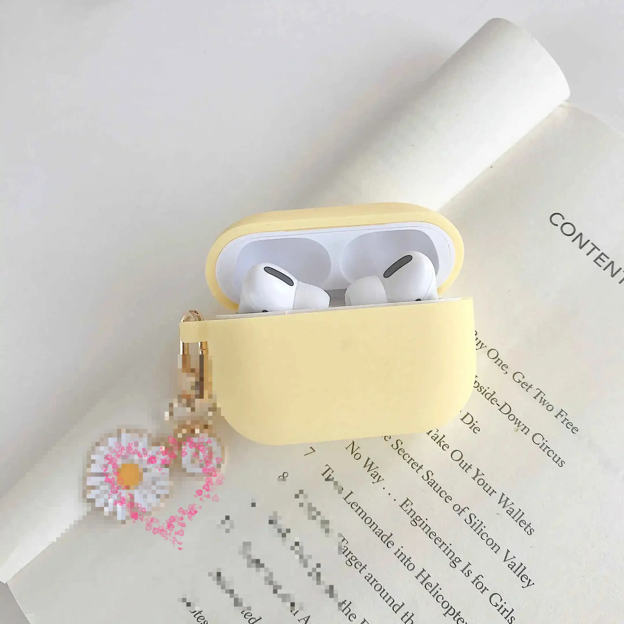 Fundas Cho AirPods Pro Ốp Lưng Hoa Hàn Quốc Dễ Thương Đào Mặt Dây Chuyền Chìa Tai Nghe Ốp Lưng Không Pod Pro Ốp Tai Nghe Chụp Tai Bao Airpod3