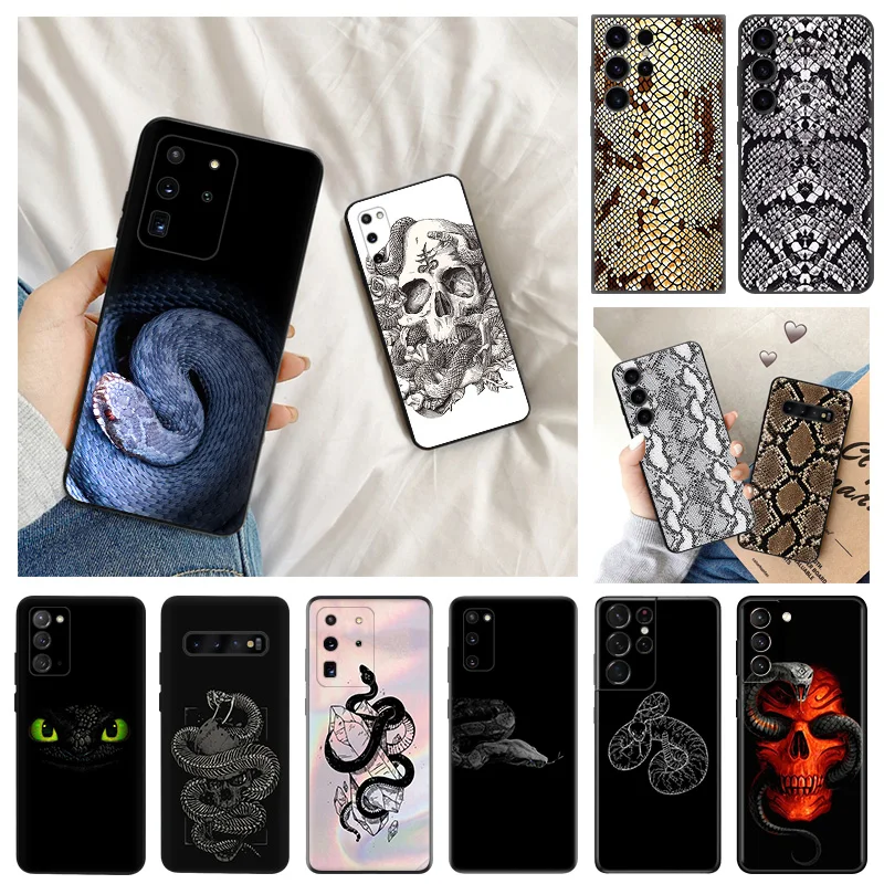 Phone Cases For Samsung S24 Plus Note20 Ultra S23 FE S22 S21 S20 Snake Skin Skull Print Galaxy S10 Lite Soft Shell Case Cover