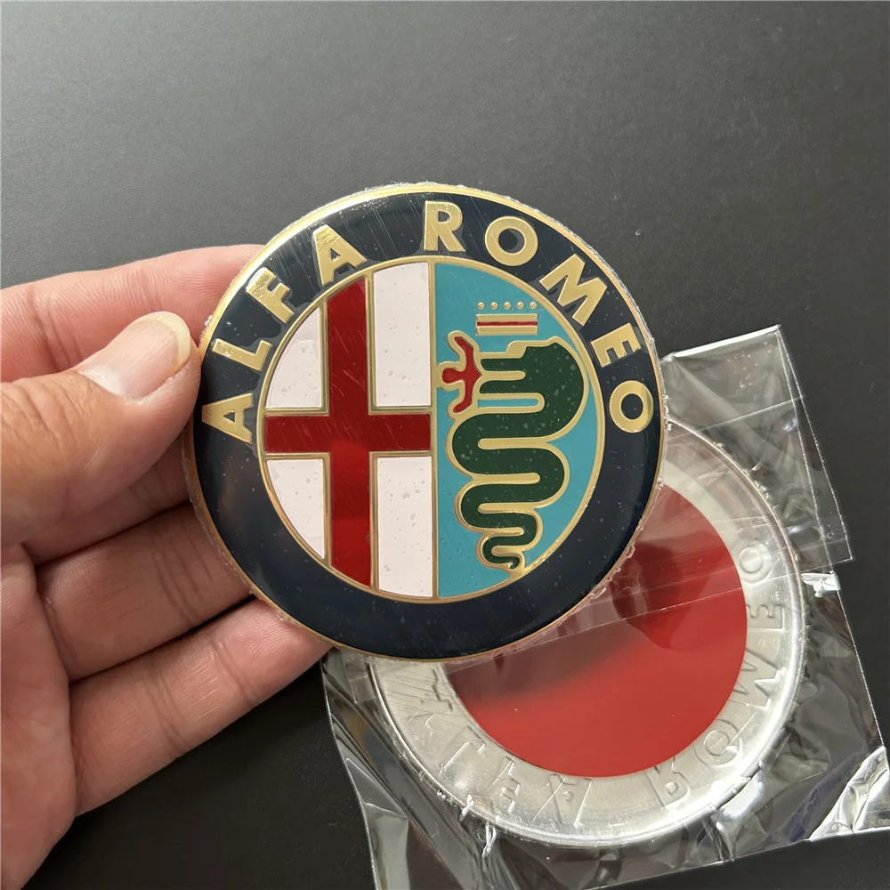 Insignia de pegatina con logotipo de ALFA ROMEO para coche, decoración de automóvil, capó de coche, maletero, 74mm, plateado, 2 unids/set