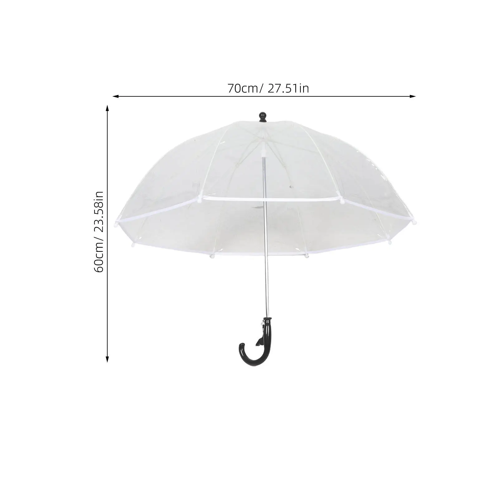 Clear Transparent Dome Umbrella Mushroom Design Easy Grip Hook Handle Windproof Stick Safety Rain