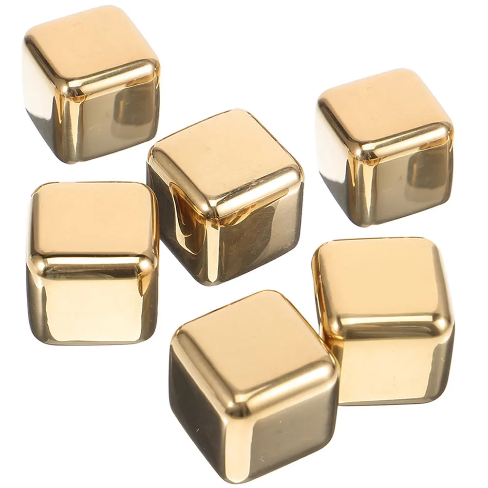 

6Pcs Wear-Resistant Stainless Steel Ice Cubes Reusable Whiskey Stones for Wine Vodka Chilling Bar Home Use Whiskey Stones