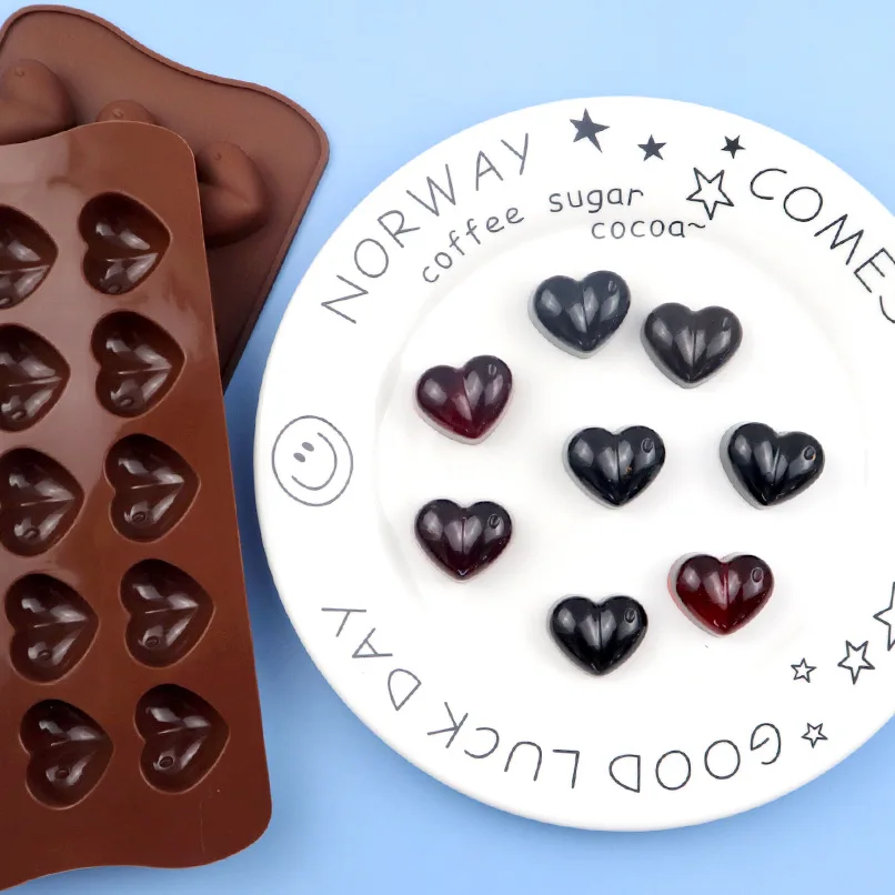 Wholesale 20pcs Silicone Cake Mold 15 Grid Heart-Shaped Chocolate Silicone Baking Mould with Raindrops 151