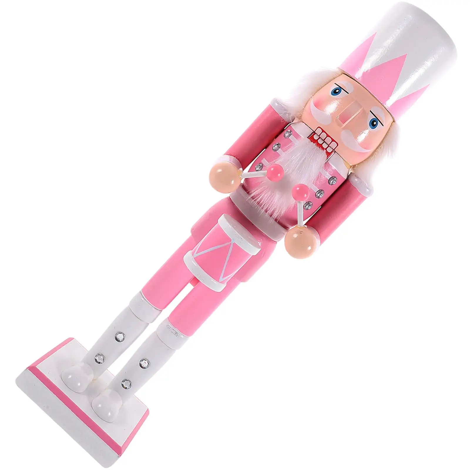 

Pink Wooden 38CM Hand Painted Christmas Decor Home Party Gift Window Christmas Traditional Nutcracker Decor Desktop Figurine