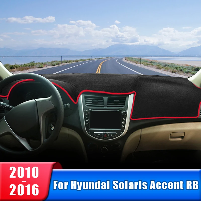 

Чехол на приборную панель автомобиля для Hyundai Solaris Accent Verna RB 2010 2011 2012 2013 2014 2015 2016, коврик для инструмента, аксессуары