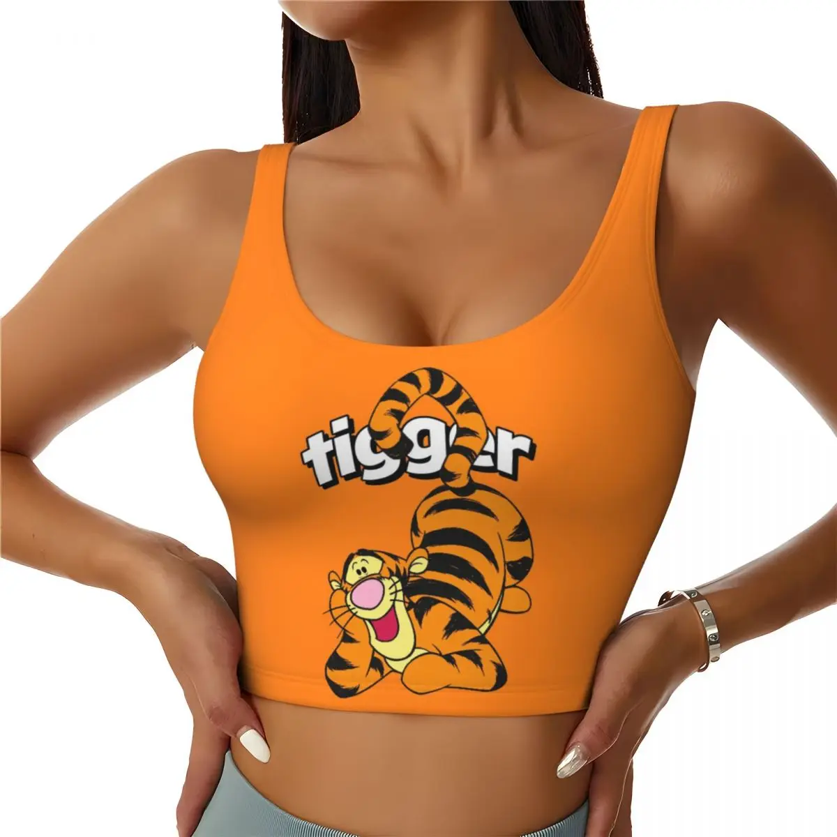 

Custom Women's Winnie The Pooh Tigger Cartoon Anima Sports Bras High Impact Gym Workout Yoga Crop Tank Tops