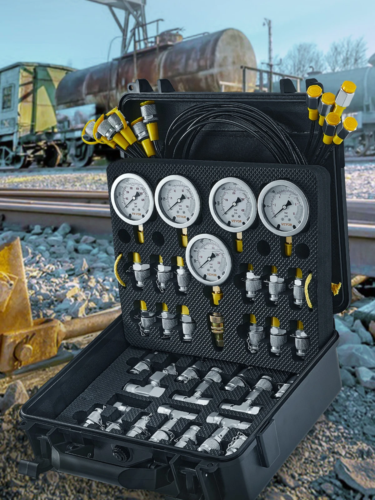 SucceBuy Hydraulische druktestkits Graafmachine Hydraulische testmetersets met draagtas voor graafmachines, tractorenmachines - afbeelding 2