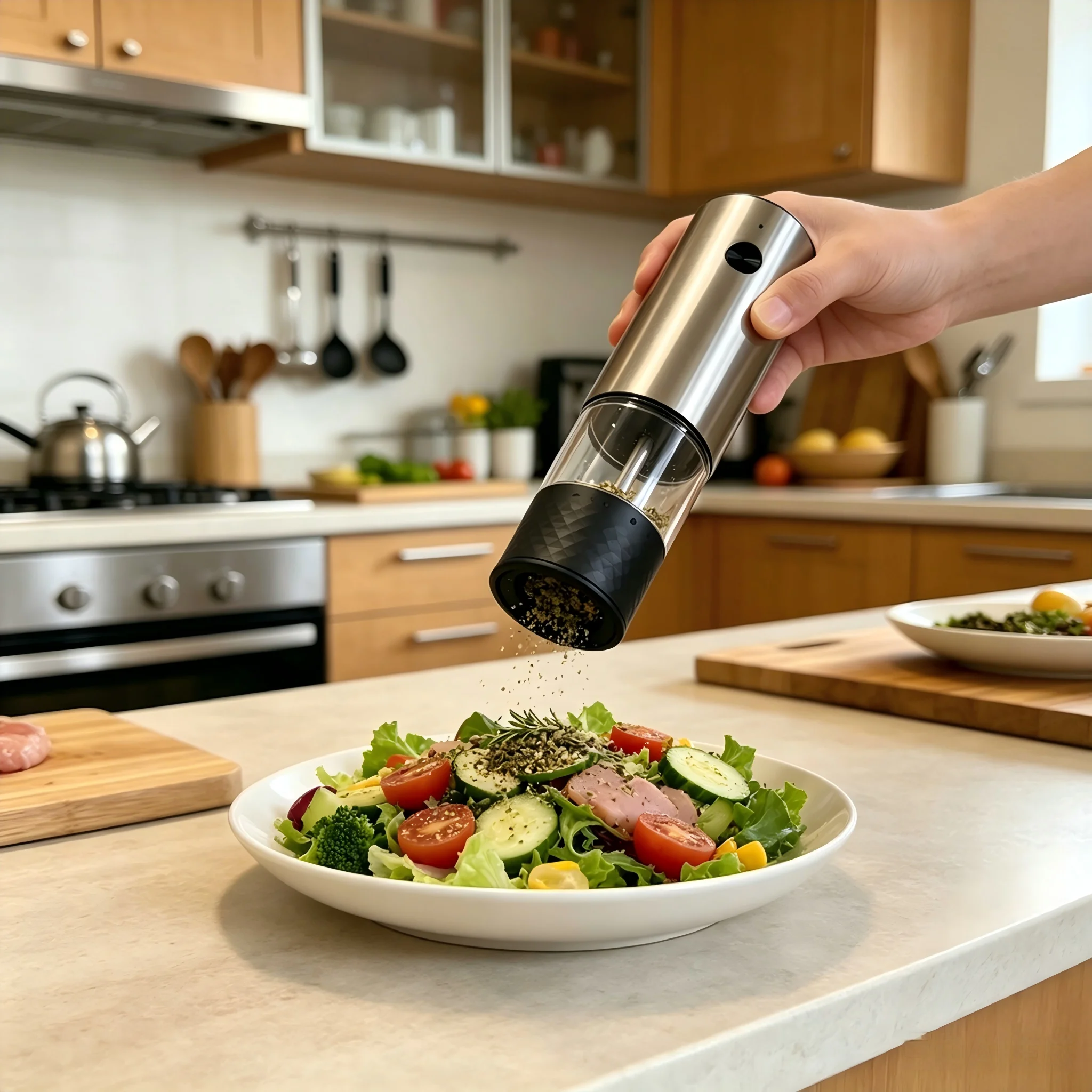 1pc/2pcs MINI USB Rechargeable Automatic Pepper Grinder Adjustable Coarseness Salt And Pepper Mill for Kitchen Spice Grinder view 5