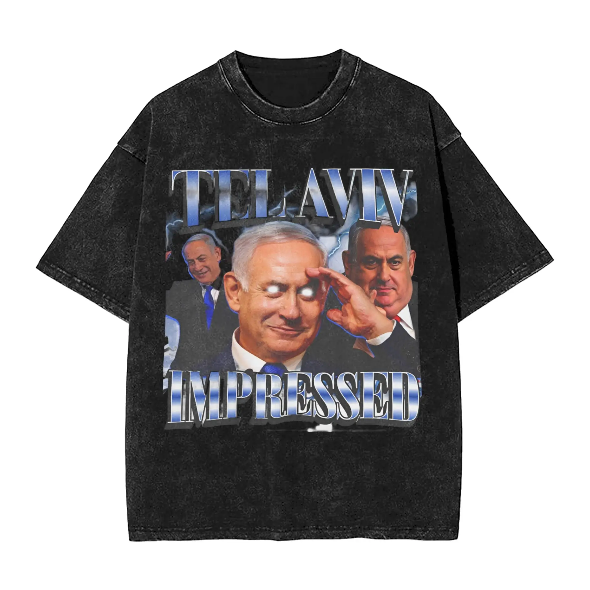 BYE-BYE BIBI Benjamin Netanyahu Leaves Office  Apparel Washed T Shirts Men Women Streetwear Hip Hop T-Shirt Summer  Tees