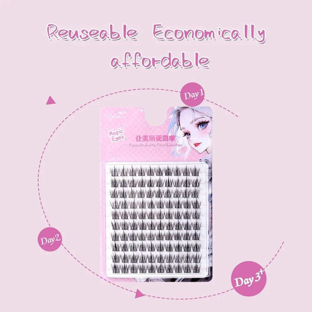 Yelix New High Capacity Anime Lashes Manga False Lashes Individual Cluster Eye Lashes Korea Makeup DIY Lash Extension Supplies