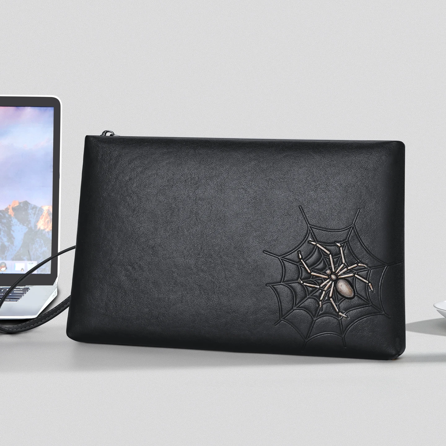 Men's leather envelope bag, fashionable multifunctional handbag, personalized large capacity casual tote bag