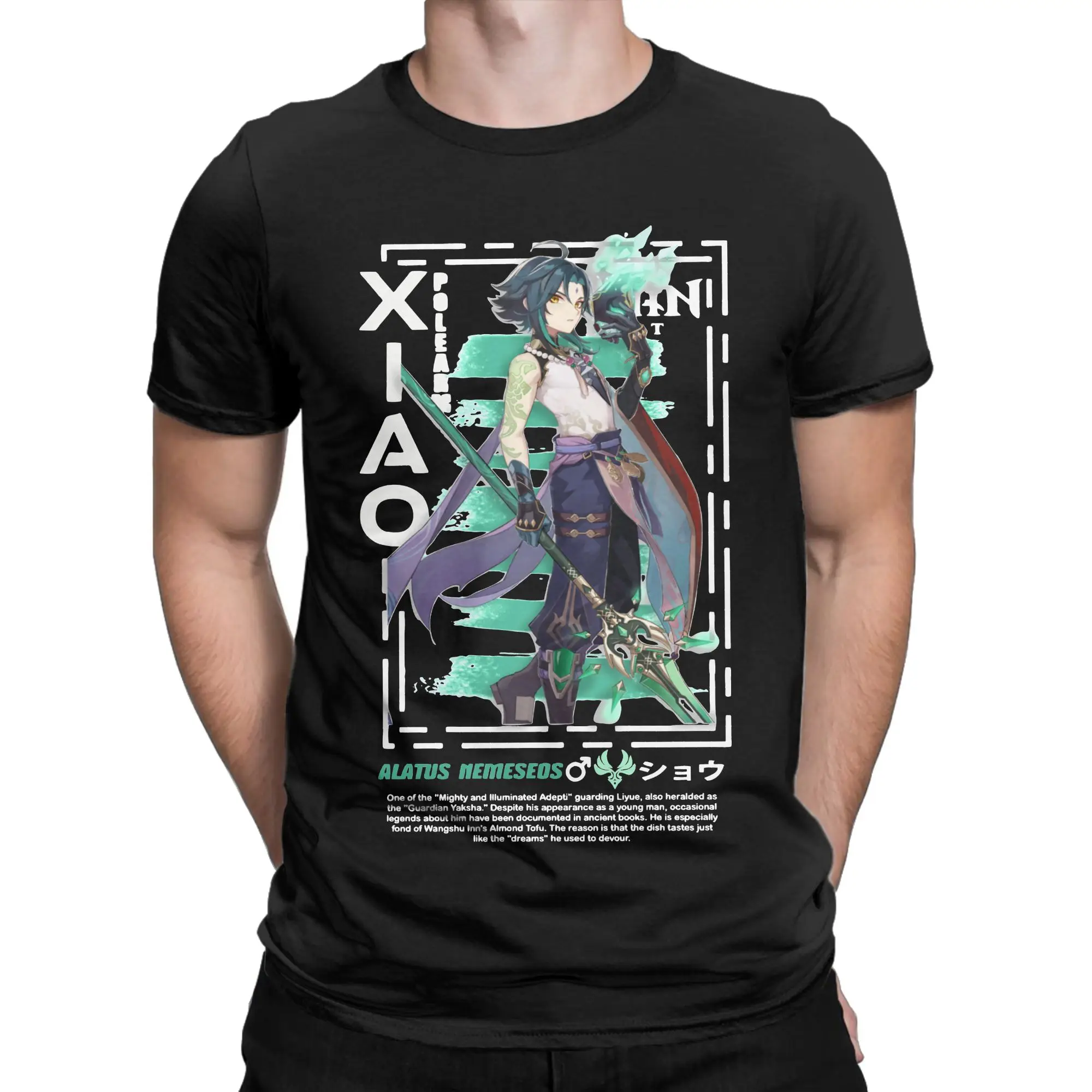 Genshin Impact Xiao T-Shirt for Men Women  Humorous 100% Cotton Tees Crew Neck Short Sleeve T Shirts Summer Tops
