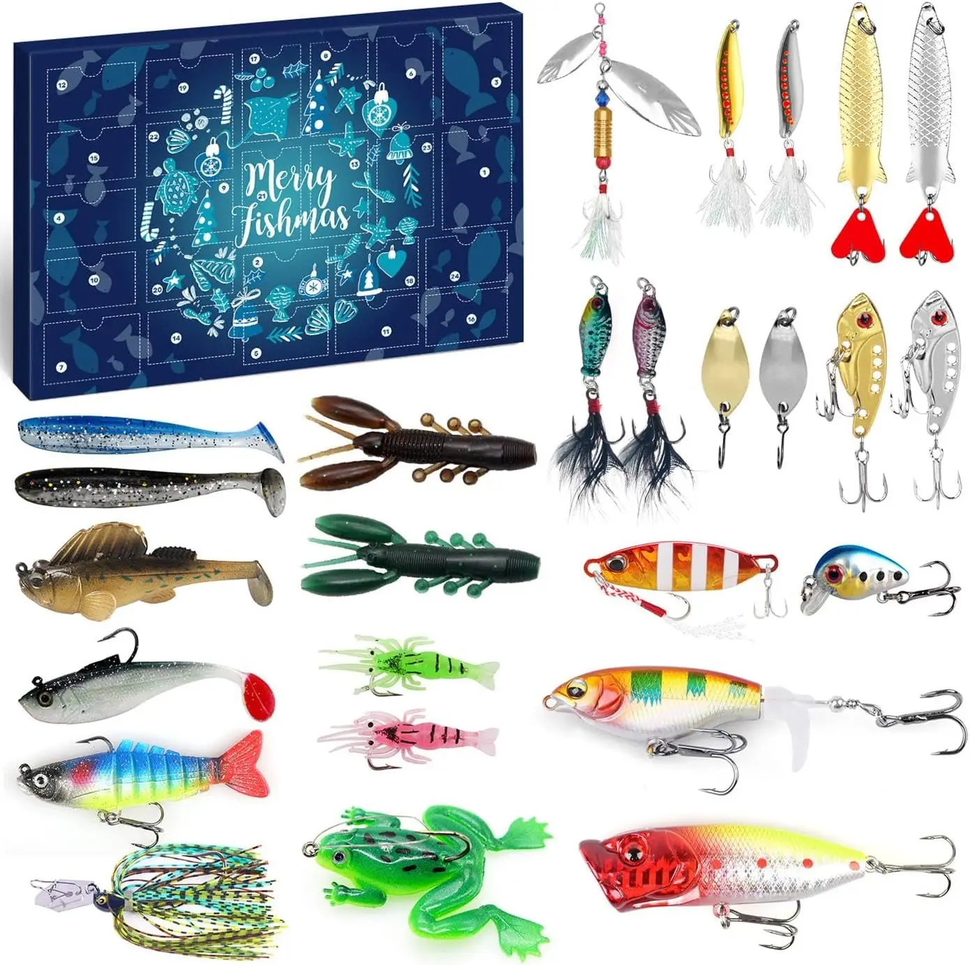 

Fishing Advent Calendar for Adult Men Teen Boys, 2025 Fishing Lure Christmas Gifts for Fishing Lovers Father Boyfriend Brother