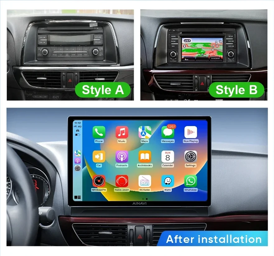 2K 1920*1200 Carplay 13.1' Android 14.0 8GB+256GB Car Radio GPS WIFI Multimedia For Mazda 6 GJ Atenza CX5 CX 5 2013 2014 2015