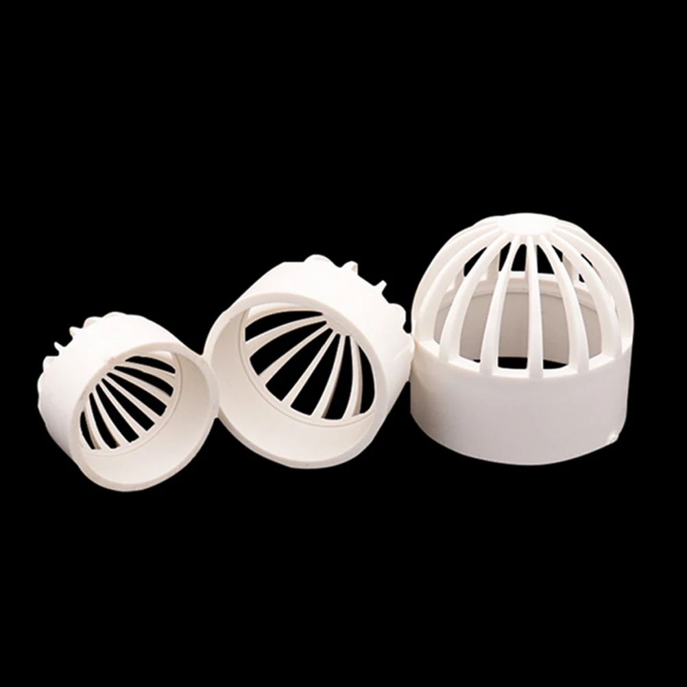 

2pcs PVC Breathable Cap 32mm Diameter Fish Tank Permeable Cover Water Filter Net Seafood Pond Overflow Accessories White Durable