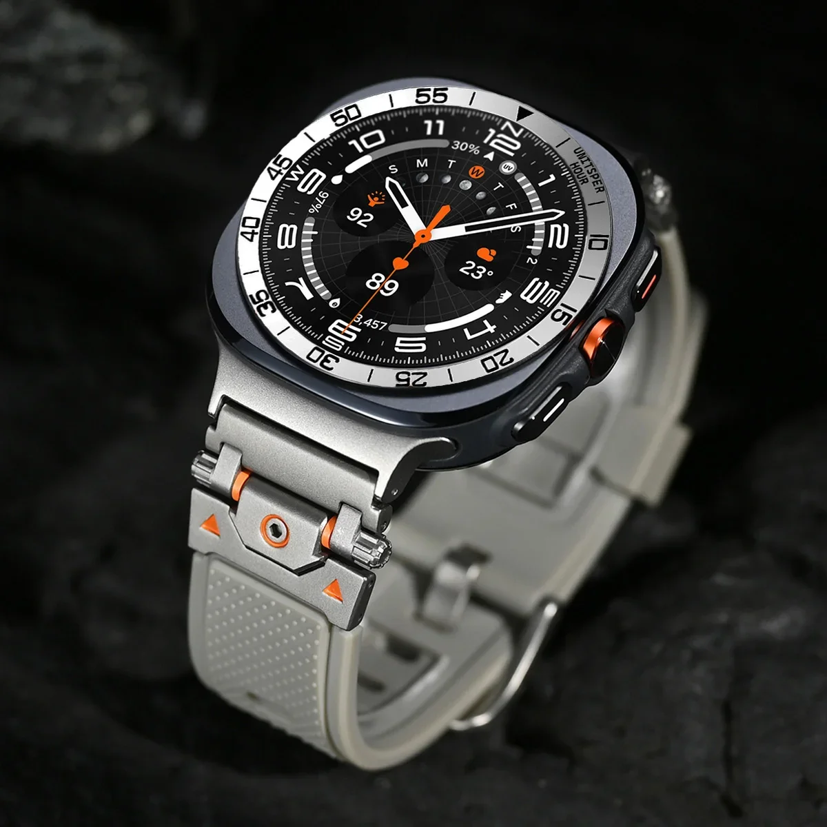Bezel Ring for Samsung Galaxy Watch Ultra 47mm Metal Scale Rotation Circle for Galaxy Watch 7 Ultra 47mm Number Protective Ring