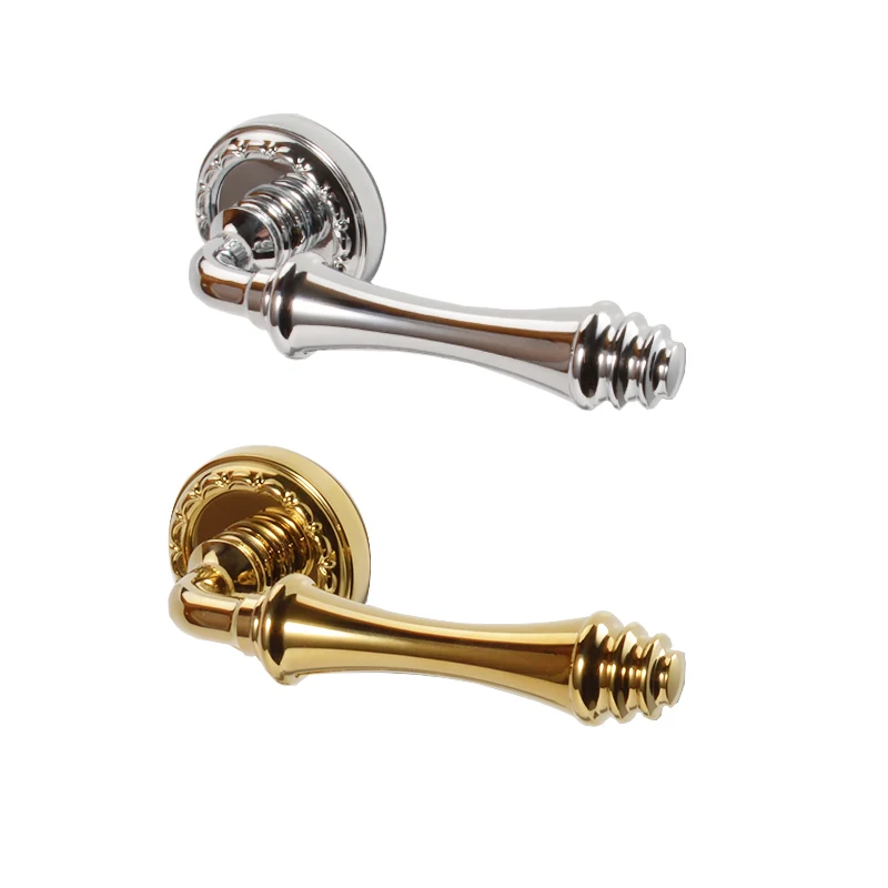 

Silent indoor door lock European gold split lock silver retro door handle
