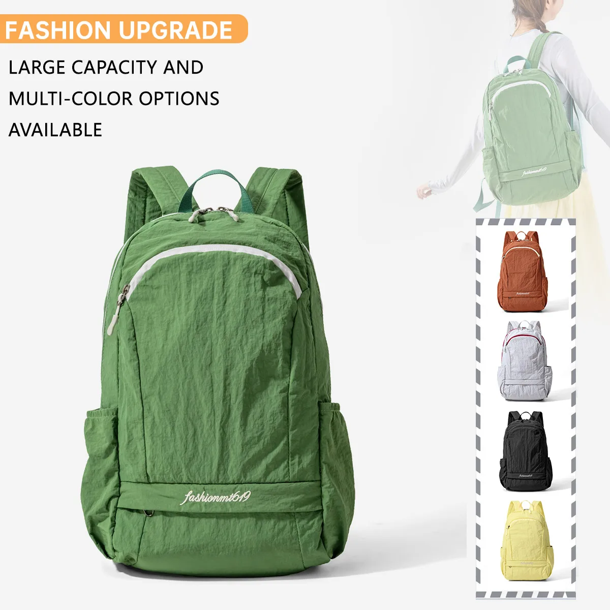 Leichter wasserdichter Nylon-Rucksack für Damen, Outdoor-Reisen, Bergsteigen, Schultasche mit großem Fassungsvermögen, kleiner Reiserucksack für Studenten und Klassen für Herren