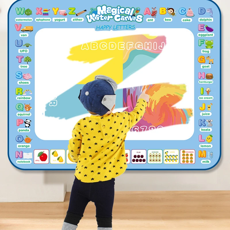 100x80CM Magic Water Drawing Mat Coloring Doodle With Reusable Magic Pens Montessori Painting Board Educational Toys Kids Gifts