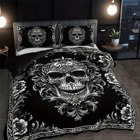 Gothic Skull Duvet Cover Set Black White Design Victorian Baroque Queen King Size Bedding Set With Pillowcase For Bedroom