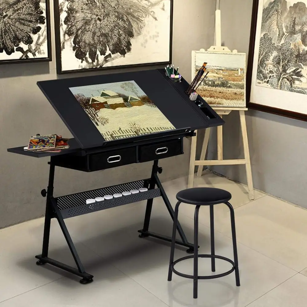 Drafting Table for Artists, Height Adjustable Drawing Draft Desk, Tiltable Tabletop, Art Craft Work Station with Extra Board for Diamond Painting Sewing Graphic Designere view 2