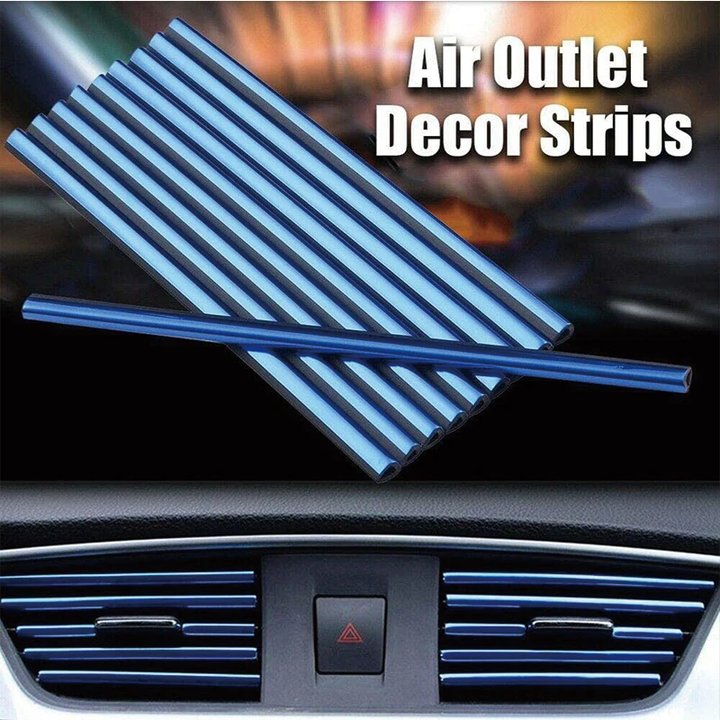 10/5pc 20cm Car Air Conditioner Vent Outlet Decorative Strip U Shape Interior Moulding Trim Strips Decor Car Styling Accessories