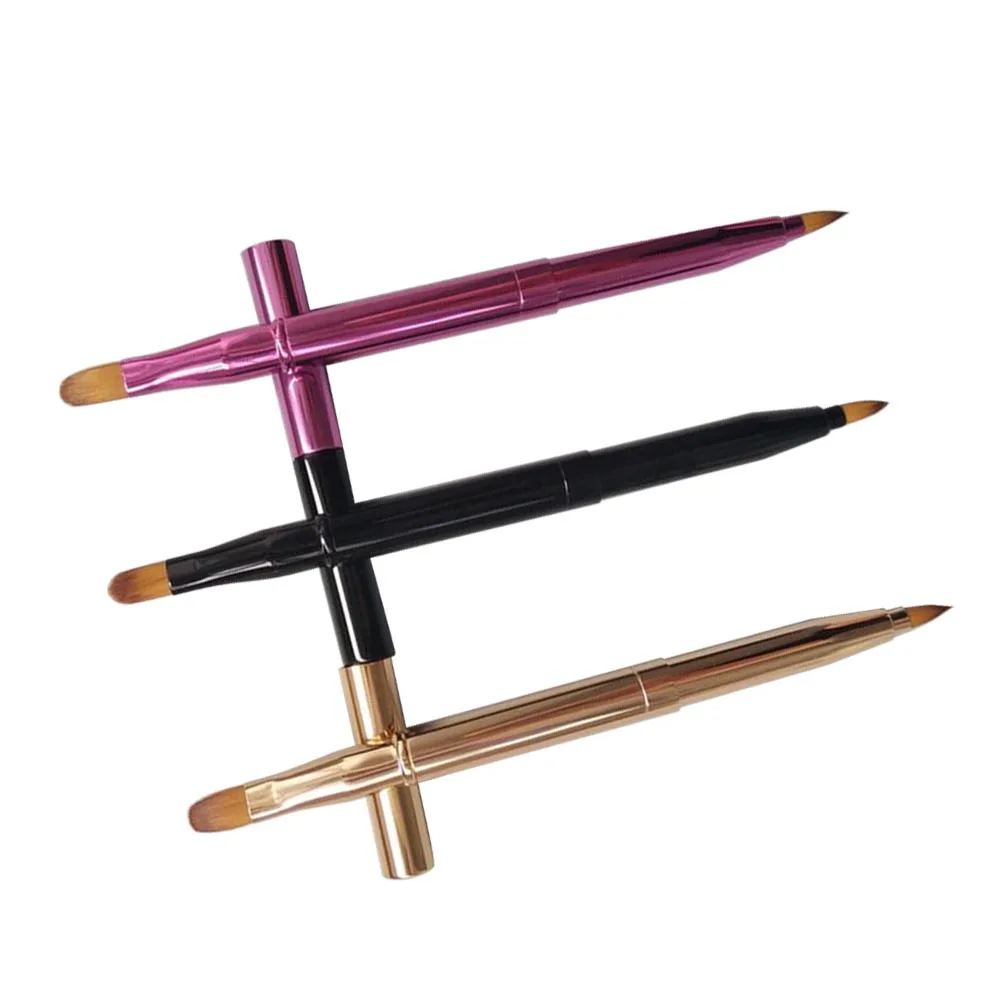 3개입 립 브러쉬 리트랙터블 듀얼 엔디드 더블 사이드 메이크업 브러쉬 세트 유연한 립스틱 글로스 컨실러 어플리케이터