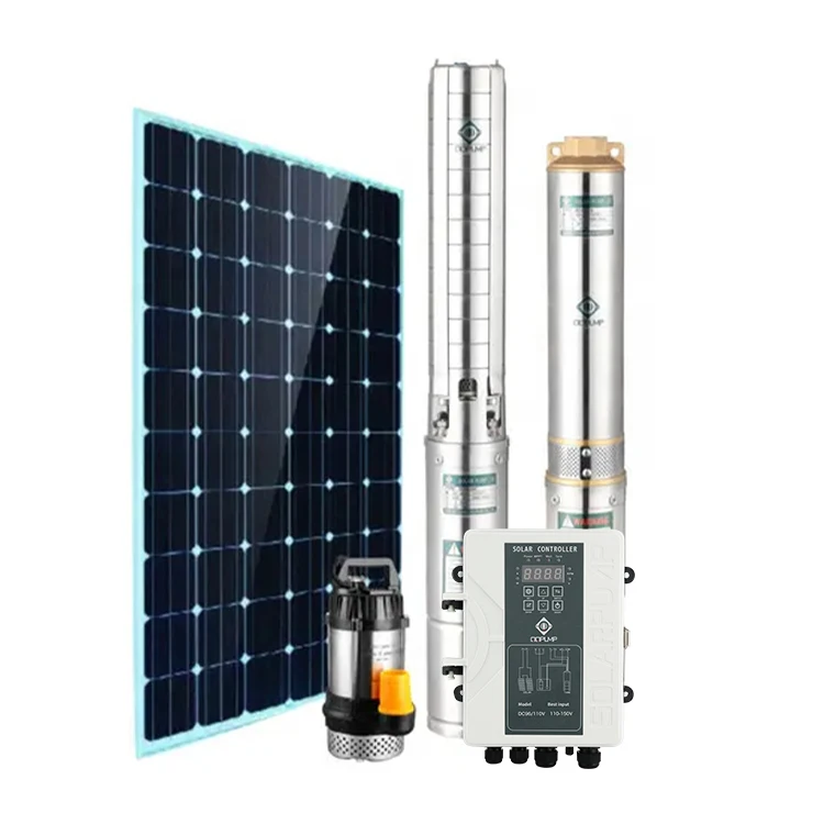 QQPUMP Bomba sumergible riego agrícola 400W CC con energía Solar pozo profundo pozo sumergible bombas de agua