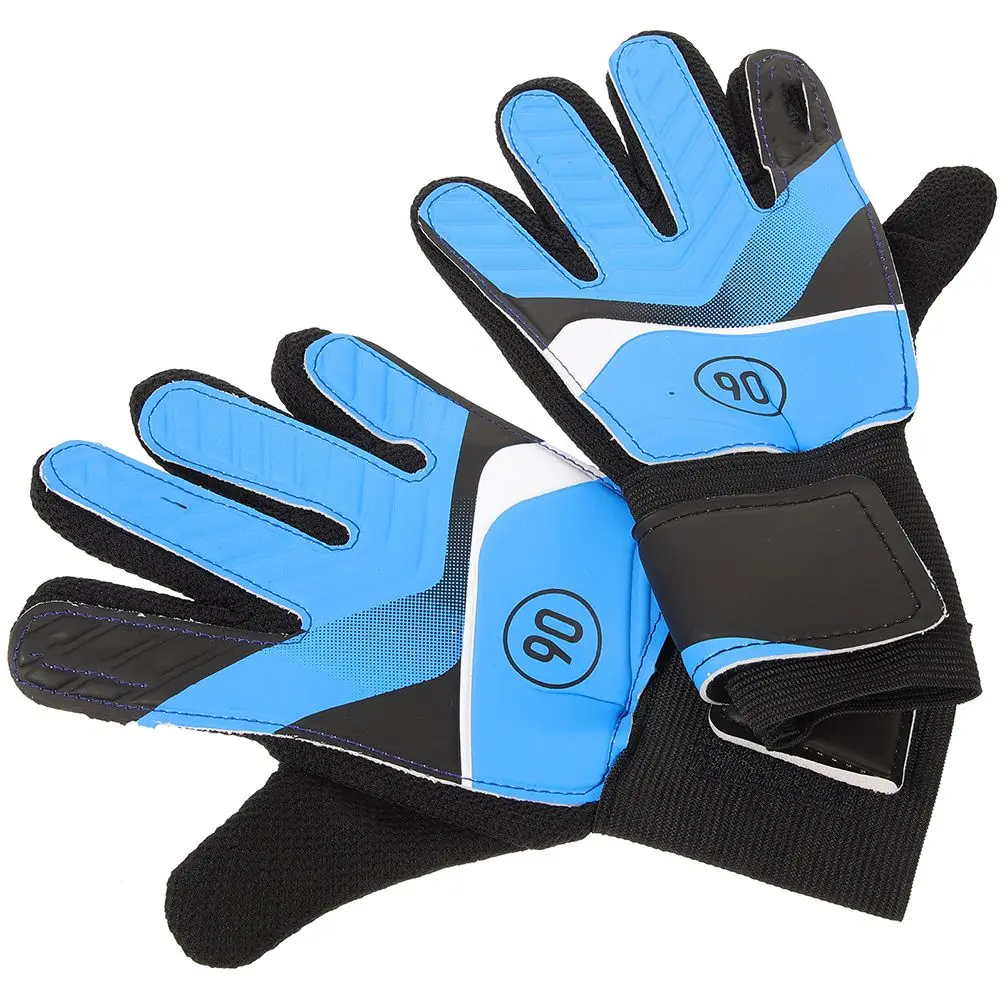 1 Pair Blue Size 5 Goalkeeper Gloves Child Kids Sports Football Match Palm Latex Competition Supply PU AntiSlide Durable Youth