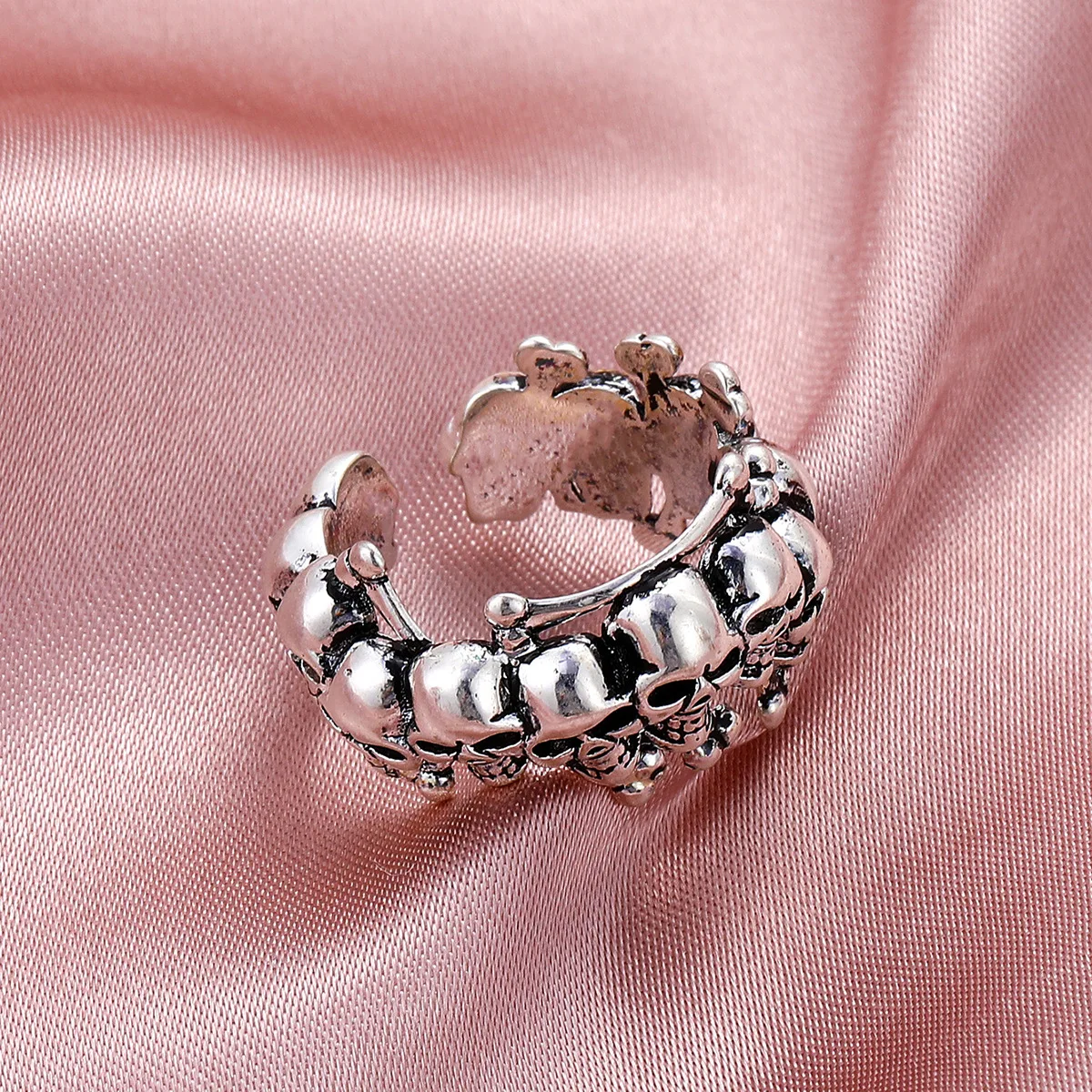 2021 Gothic Silver Color Skull Open Ring Unisex Retro Punk Adjustable Couple Finger Trendy Design Party Jewelry Gift