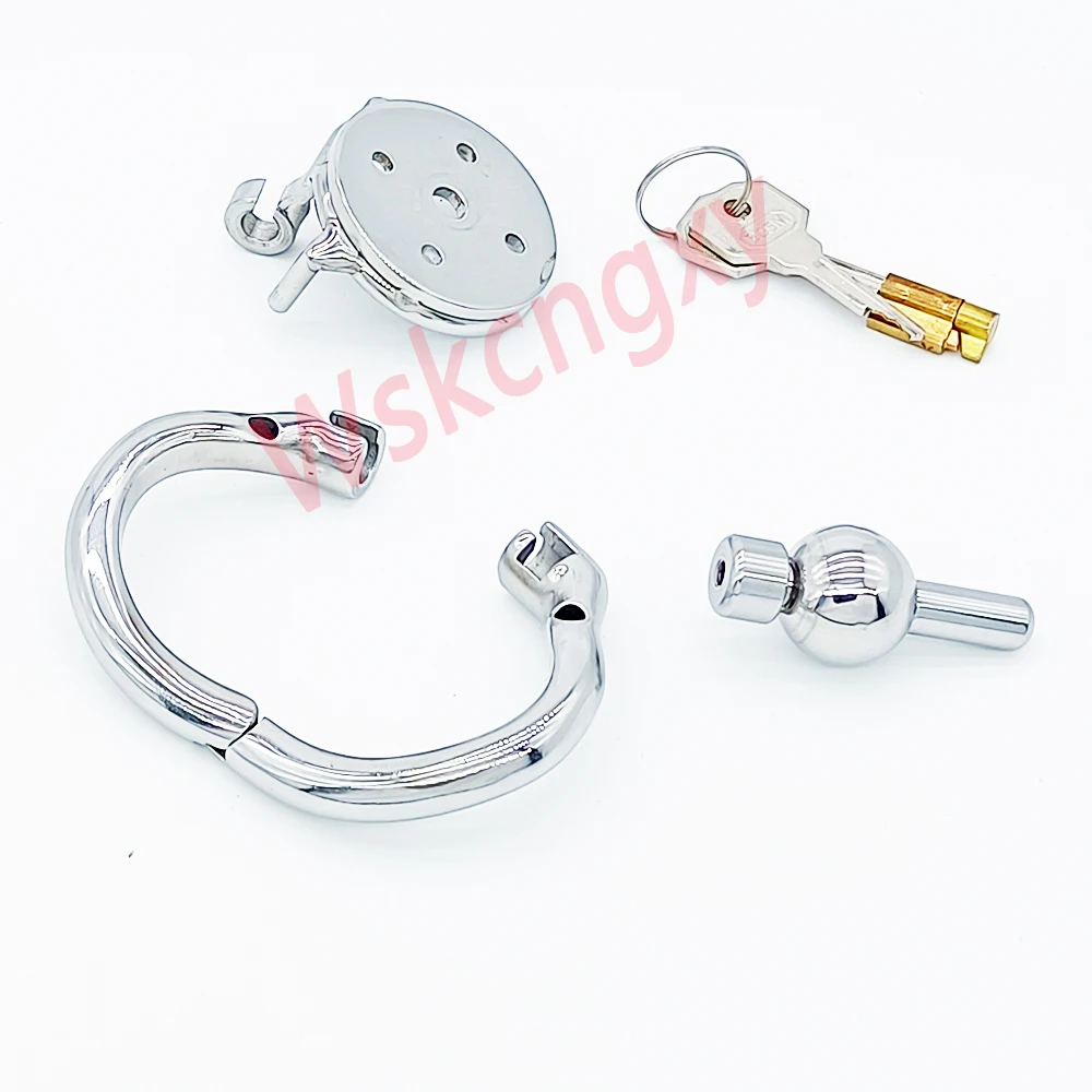 Stainless Steel Flat Male Chastity Devices Extrem Mini Cock Cage with Knot Urethral Catheter Sex Toys for Men Sissy Penis Lock - view 6