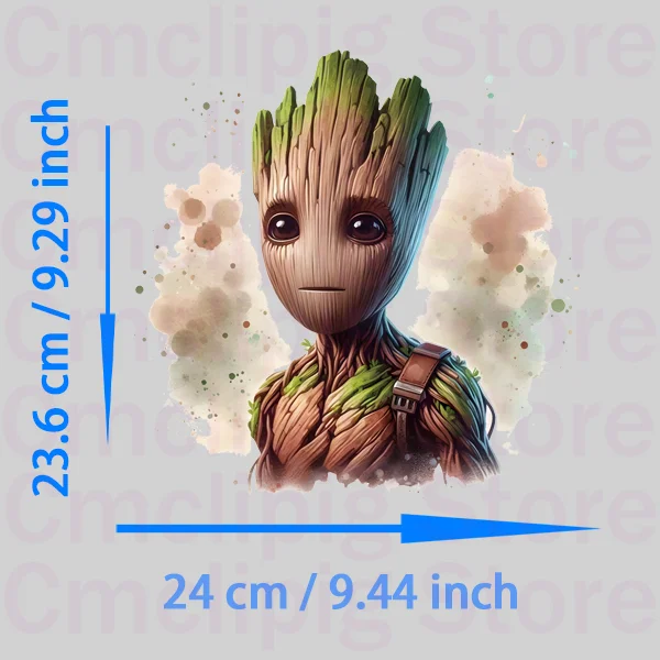 Water Color Cartoon Groot Patches for clothes Flex fusible transfer Appliques on clothes vinyl stickers