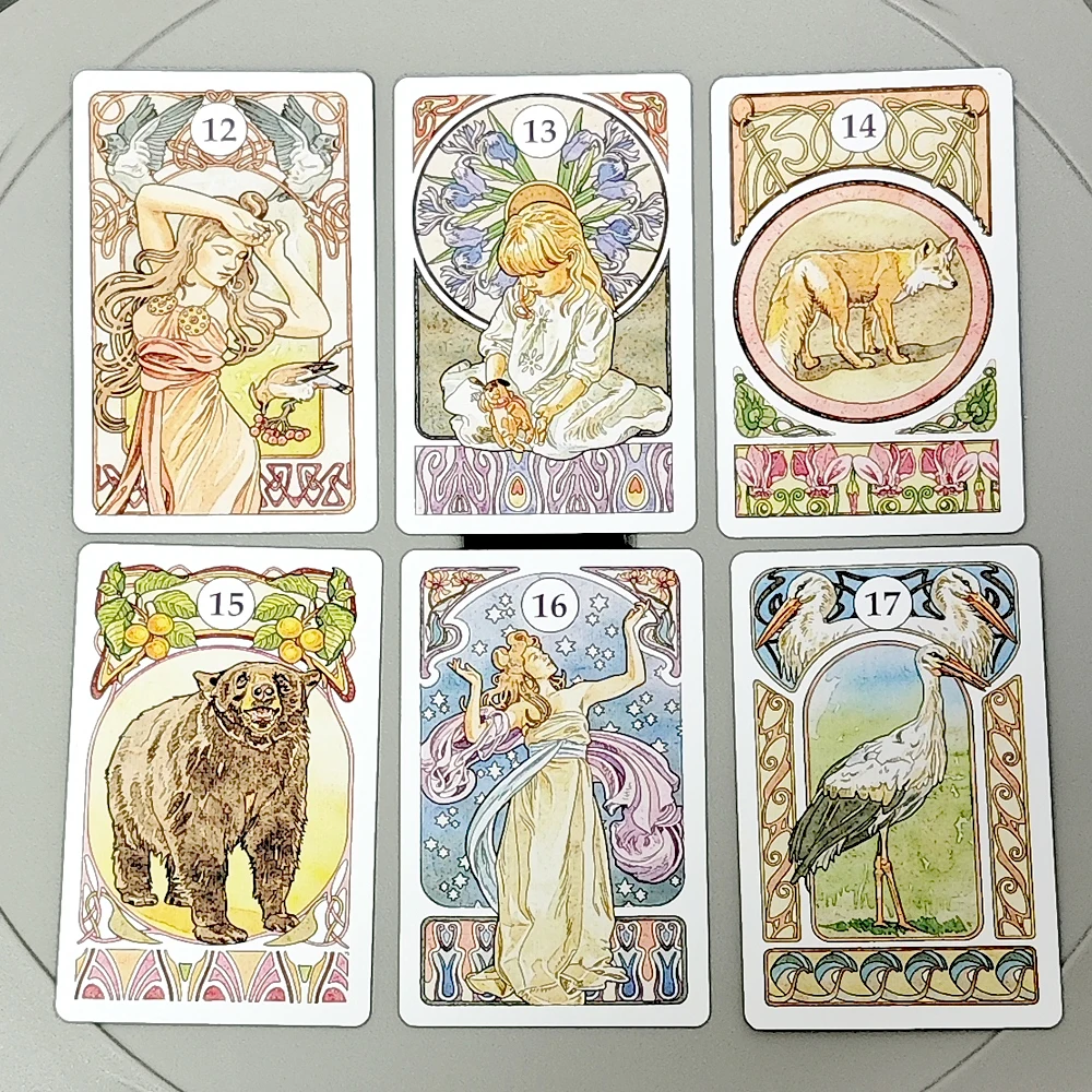 Art Nouveau Lenormand Deck 9*6cm Oracle 36 Pcs Lenormand Cartões em Arte Perfeita Estilo Nouveau