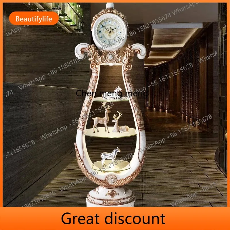 M02 Gabinete de vino para sala de estar, reloj de pie europeo, gabinete decorativo, reloj grande vertical silencioso