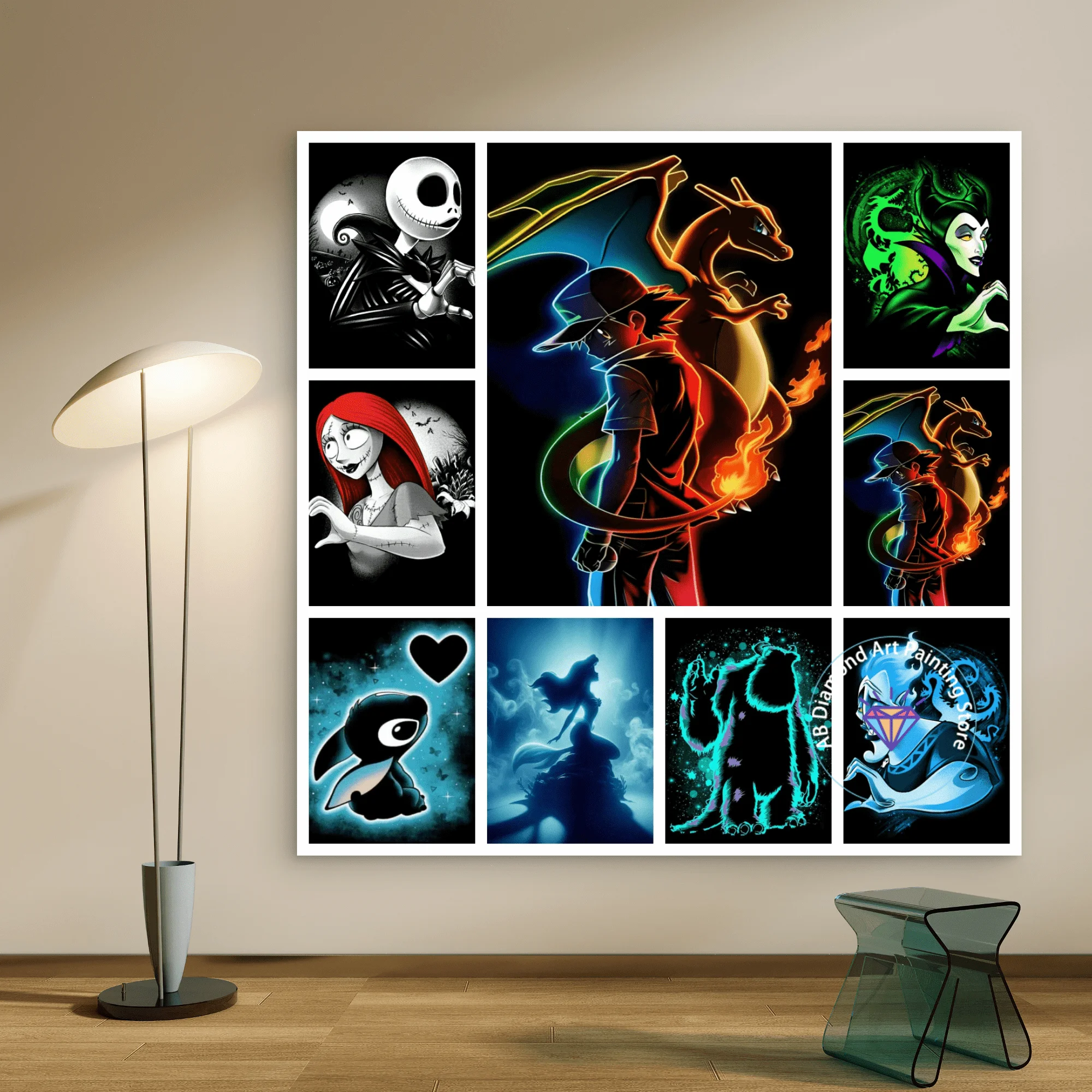 

Jack Skellington Pokémon Little Mermaid AB Diamond Painting Kit 5D DIY Diamond Embroidery Handmade Art Gift Home Decoration