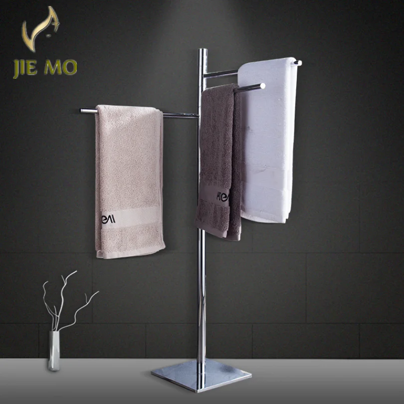 Brass Vertical towel rack Floor movable rotating towel bar bathroom folding  floor stand towel rack