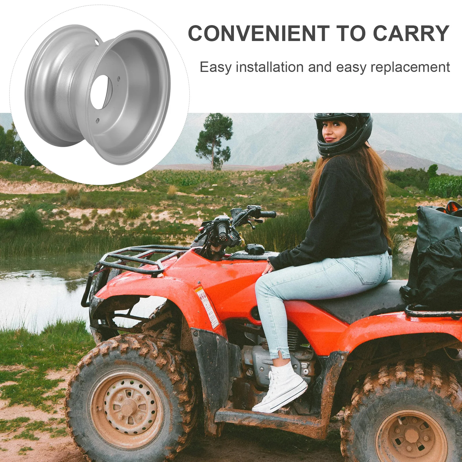 

ATV Wheel 16x8-7 Inch Three Holes Steel Wheel Rim 3 Holes Hub for 50-125CC Quad Bike Go Kart Replacement Parts Accessories