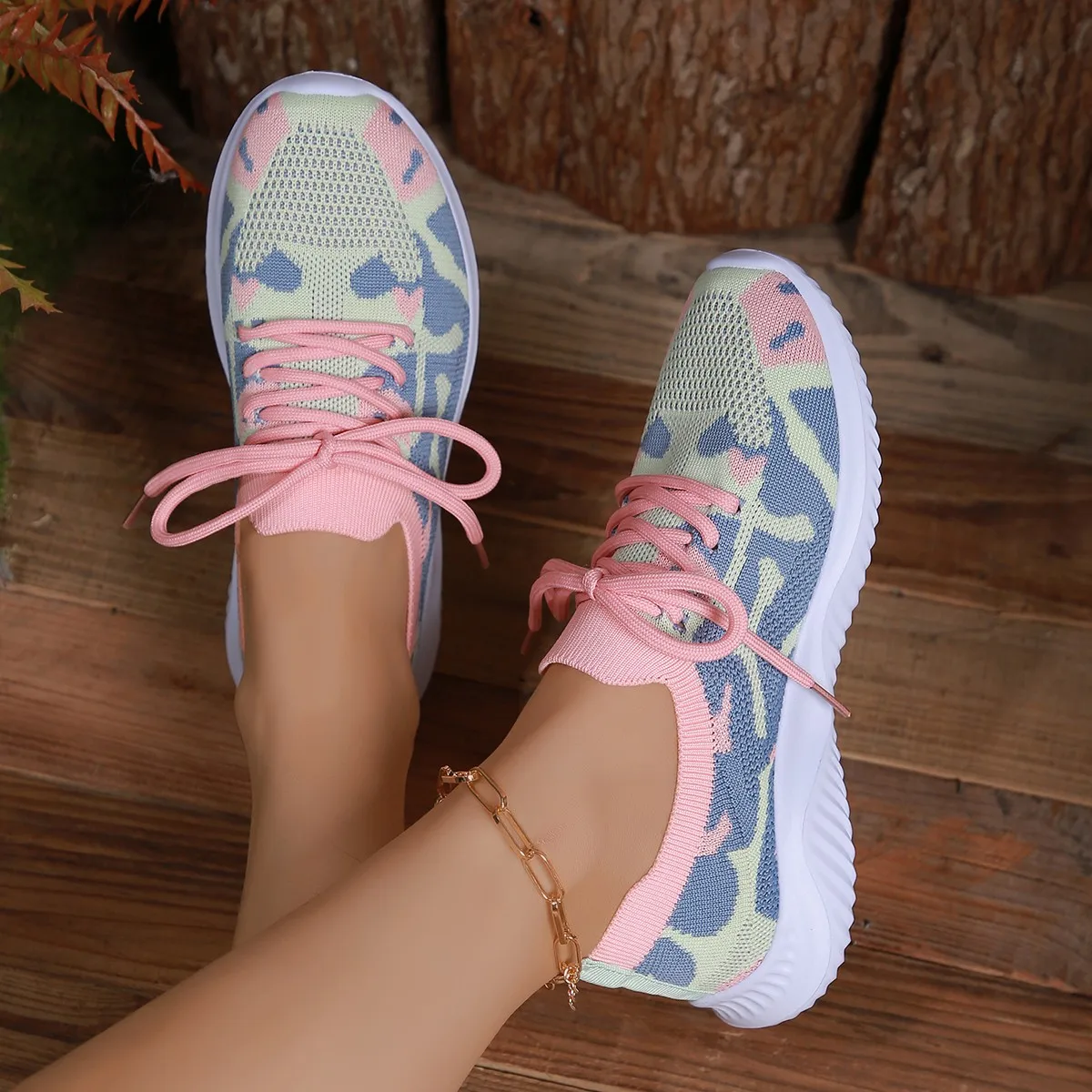 Кроссовки женские вязаные, модная дышащая сетчатая обувь для бега, мягкая подошва, повседневная обувь на плоской подошве, весна-осень