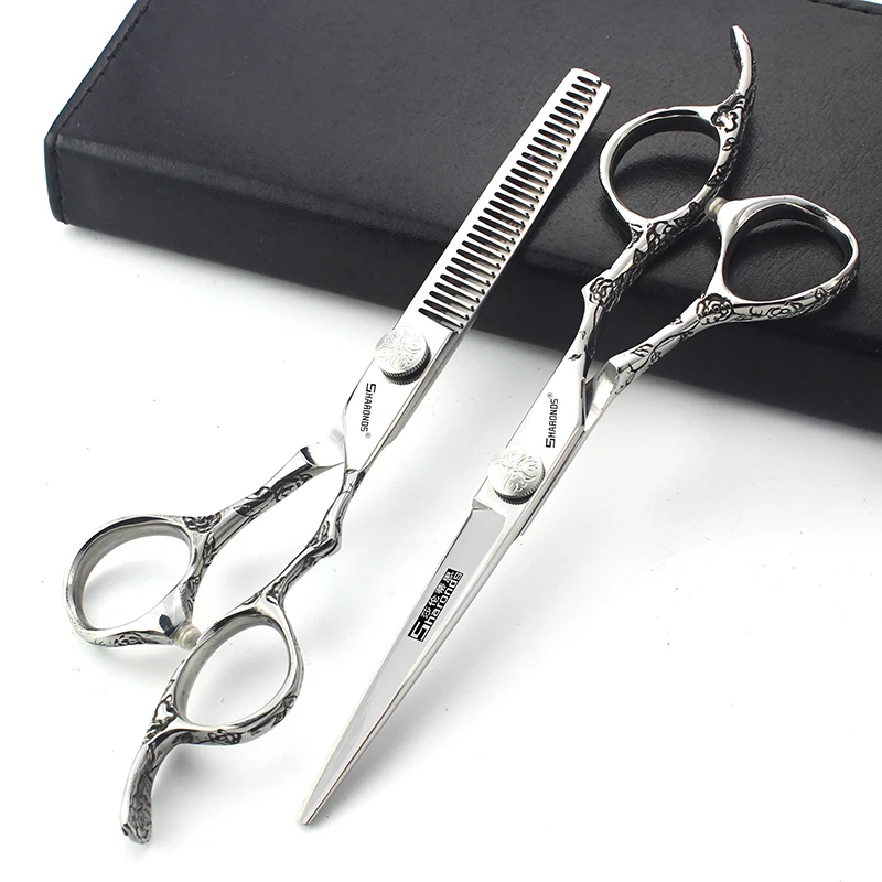 Professional Pet Scissors Set, Straight Cutting, Curved Teeth Grooming Shears, 6 Inch and 7 Inch Dog VIP Teddy shears