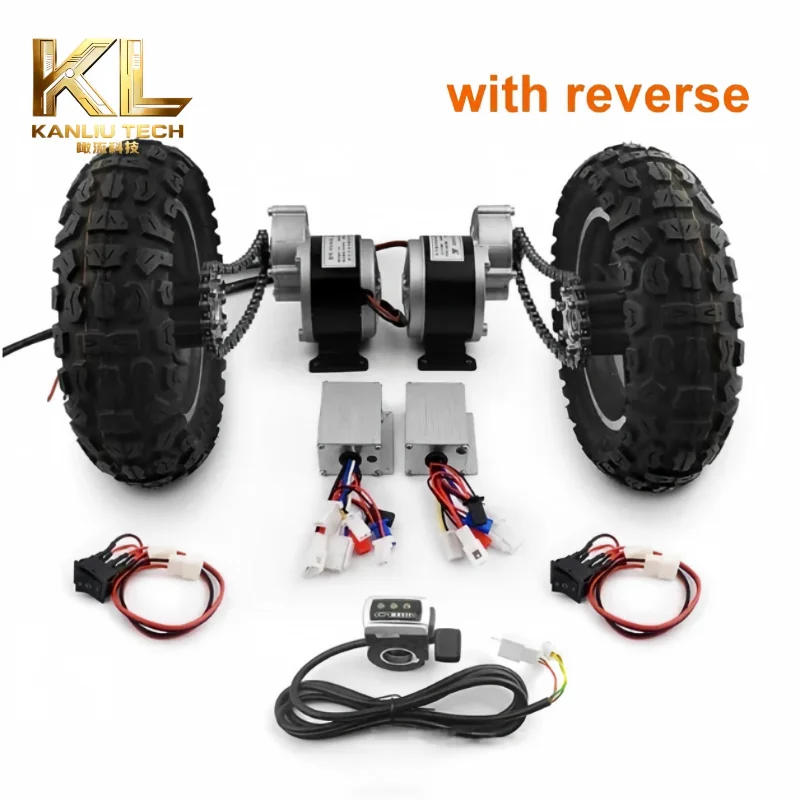 24V/36V 2 * 250W 10 Inch Dual Drive Pneumatic Wheel Reverse Electric Conversion Kit For Easy Carrying Of 200kg Handcart Flatbed