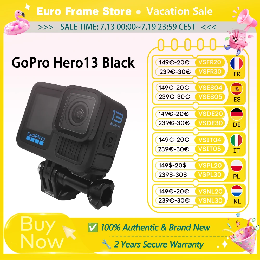 Cámara deportiva GoPro Hero13 Black, resistente a golpes y vibraciones, video 5.3K, cámara deportiva directa, Go Pro Hero 13
