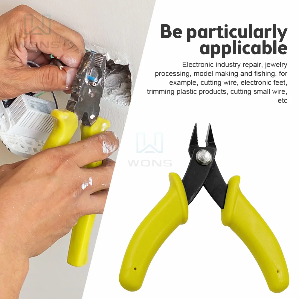 Mini Diagonal Pliers 3.5 Inch Circlip Pliers Tools Cutting Wires Insulating Rubber Handle Model Pliers with Lock Nipper