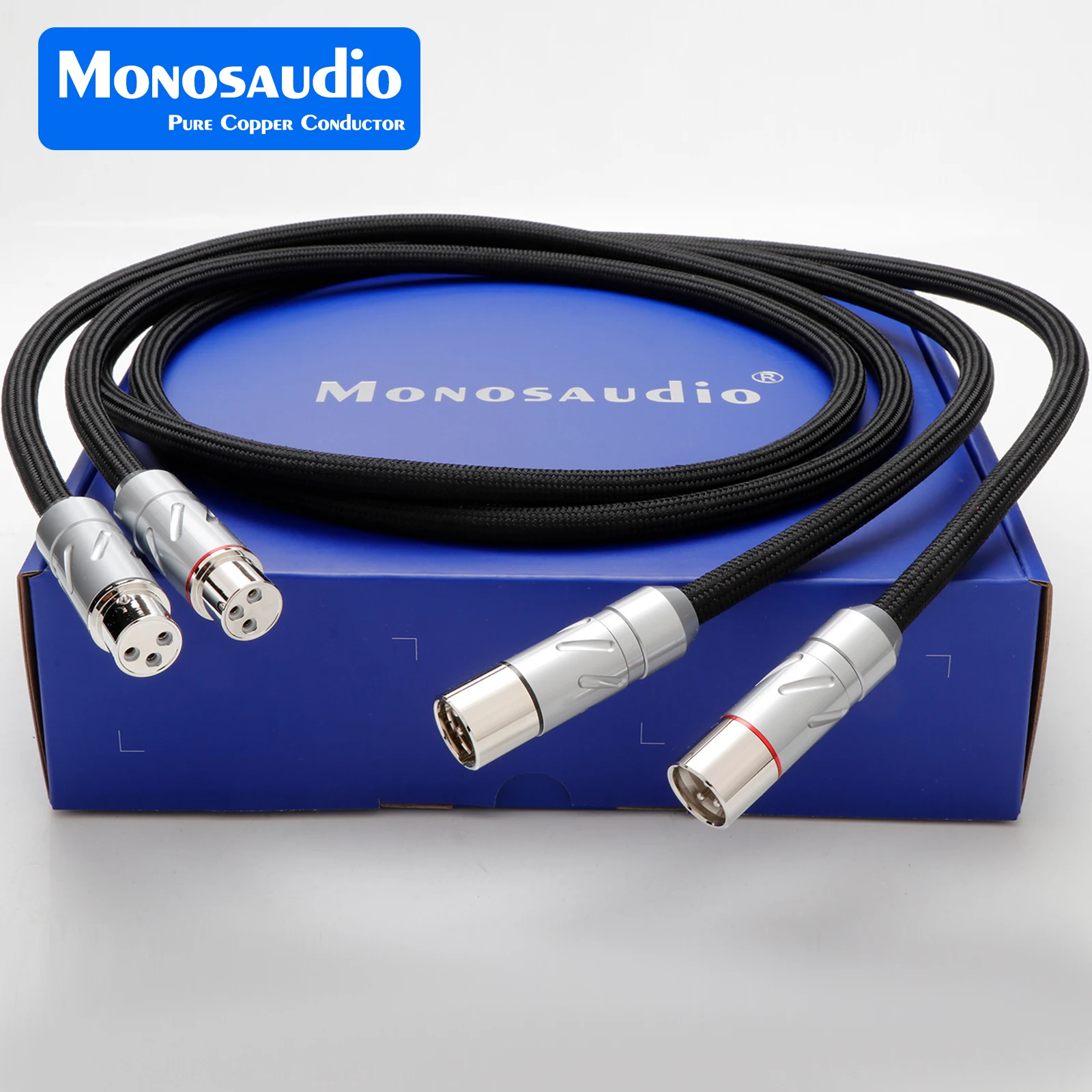 Monosaudio PS75X0R Low Capacitance 90pF/m Pure Silver XLR Interconnect – Rhodium XMF700R, 4-Stage Shielding (Aluminum+Conductive