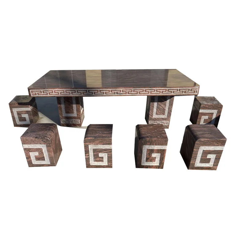 Stone table stone stool, marble rectangular stone table sitting stool Symphony red park villa courtyard table stool