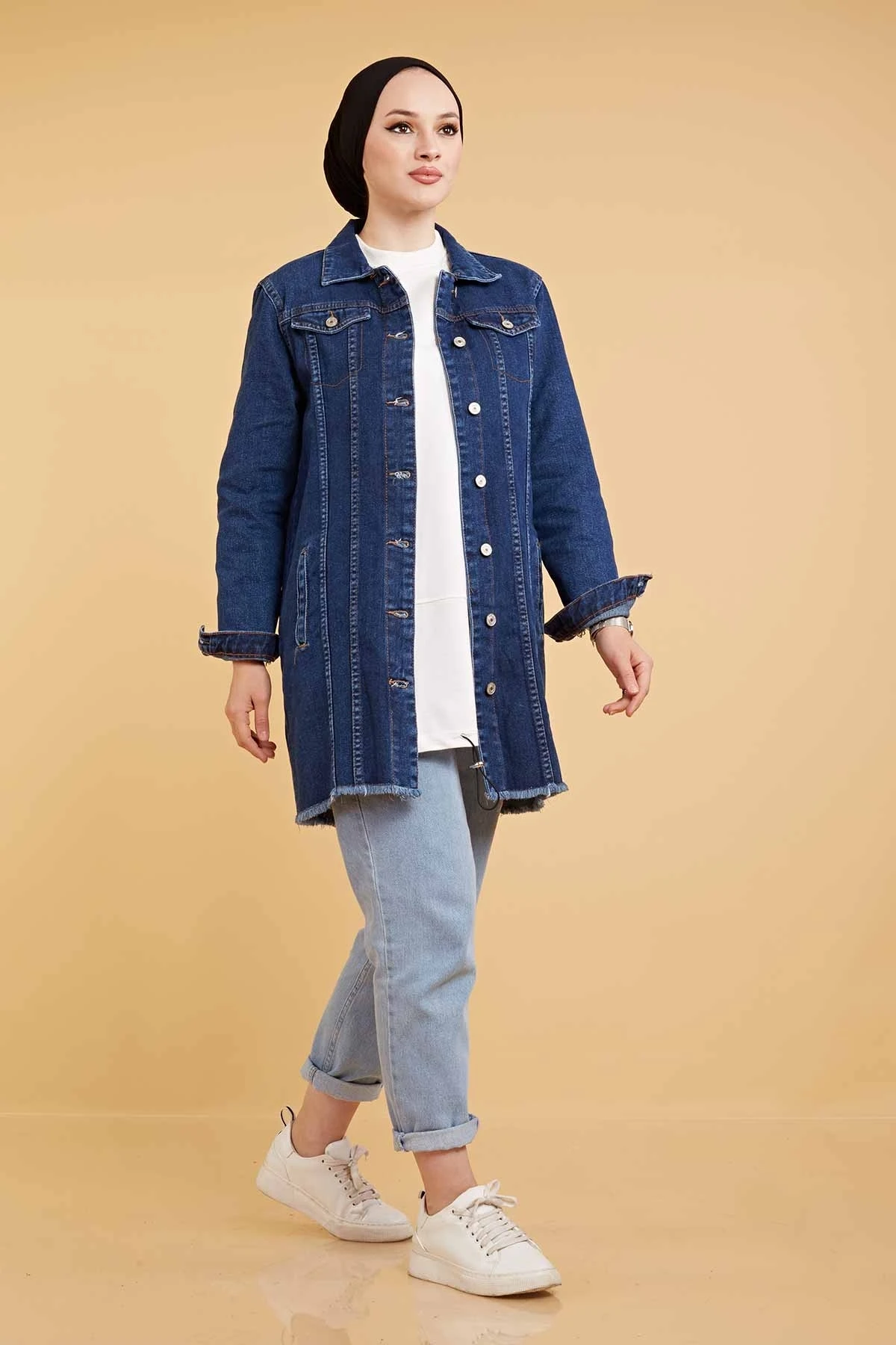 Giacca di jeans con nappe blu