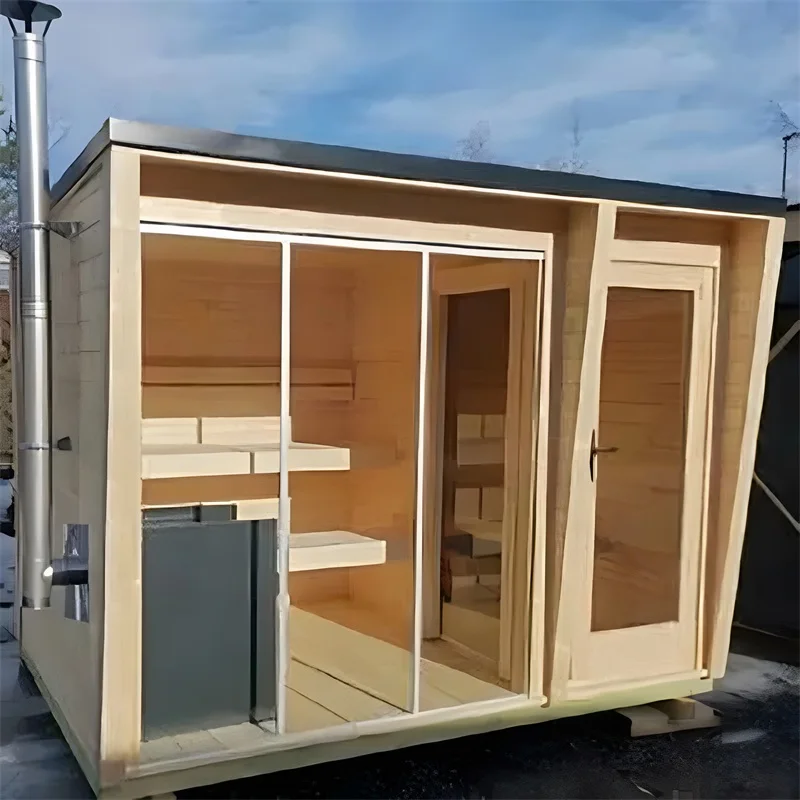 

Outdoor Side Door Sauna Deluxe Red Cedar Outdoor Sauna for 2-6 Persons