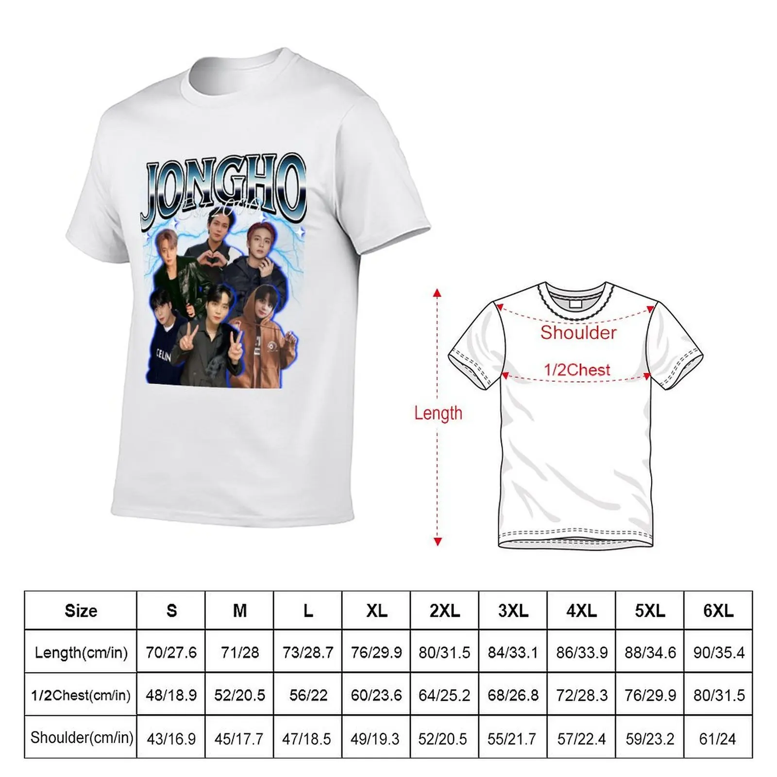 Jongho 90s T-Shirt t shirt man plain cotton tshirt 100% T-Shirt