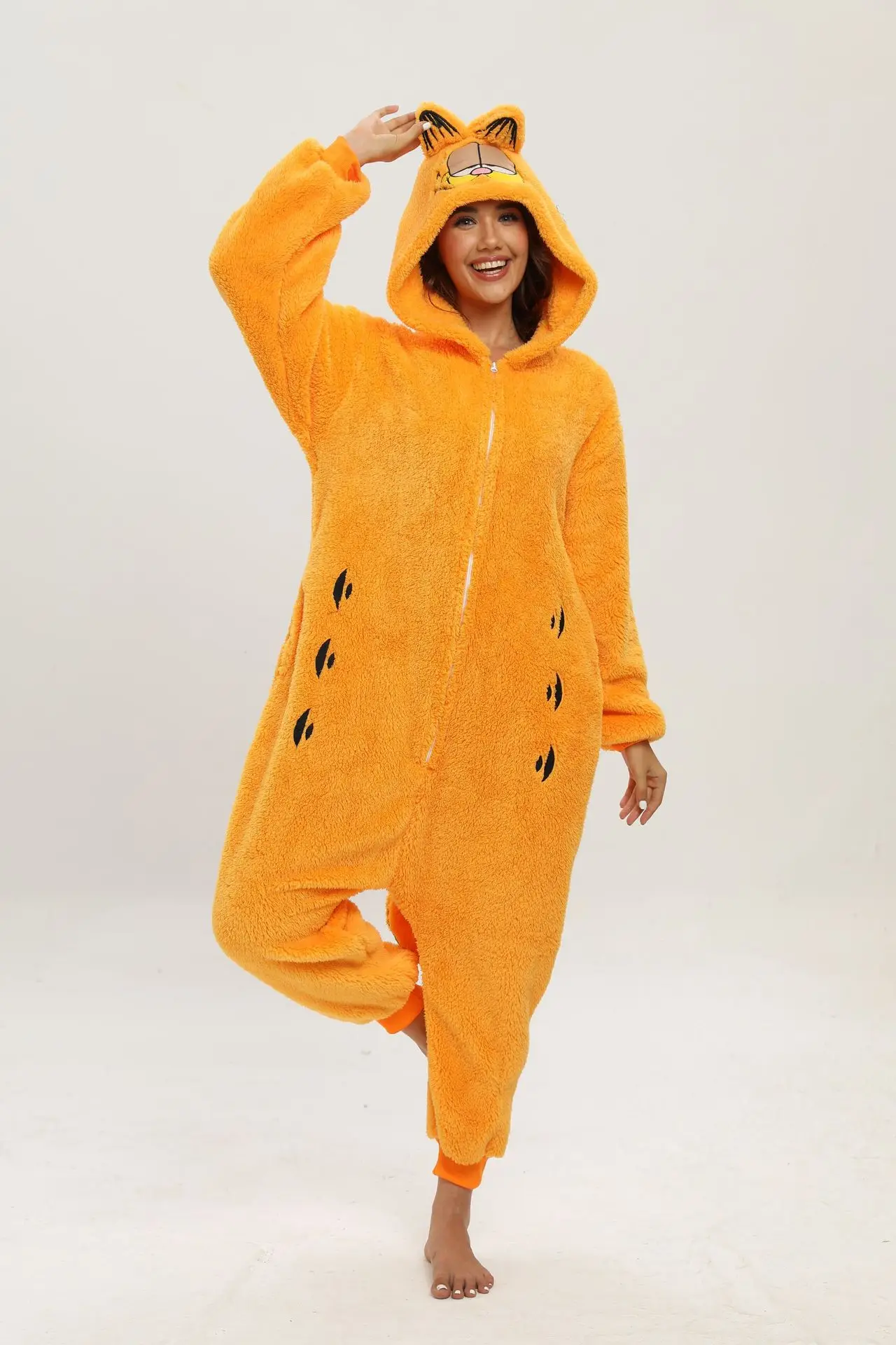 Disney Lotso Winter Adult Onesie Cosplay Garfield Cartoon Character Clothes Warm, Comfortable and Soft Home Can Be Worn Outside