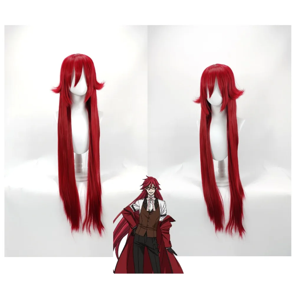 Grell Red Cosplay Wig Black Butler Anime Spiky Punk Hair Grim Reaper Costume Party