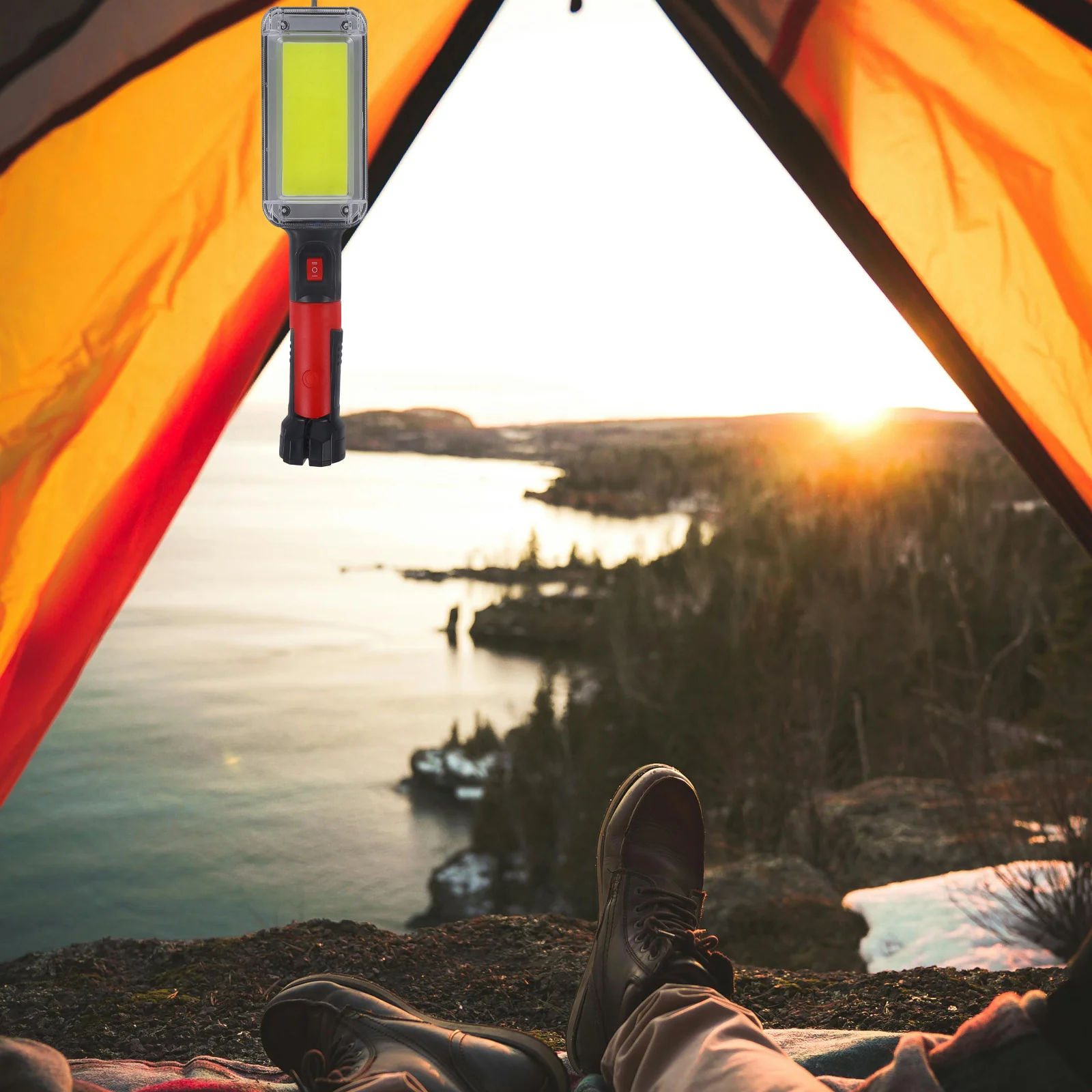 1 مجموعة قابلة للشحن Cob LED ضوء العمل المحمولة مصباح التفتيش التخييم الكشاف في الهواء الطلق بقاء ضوء الطوارئ USB تهمة